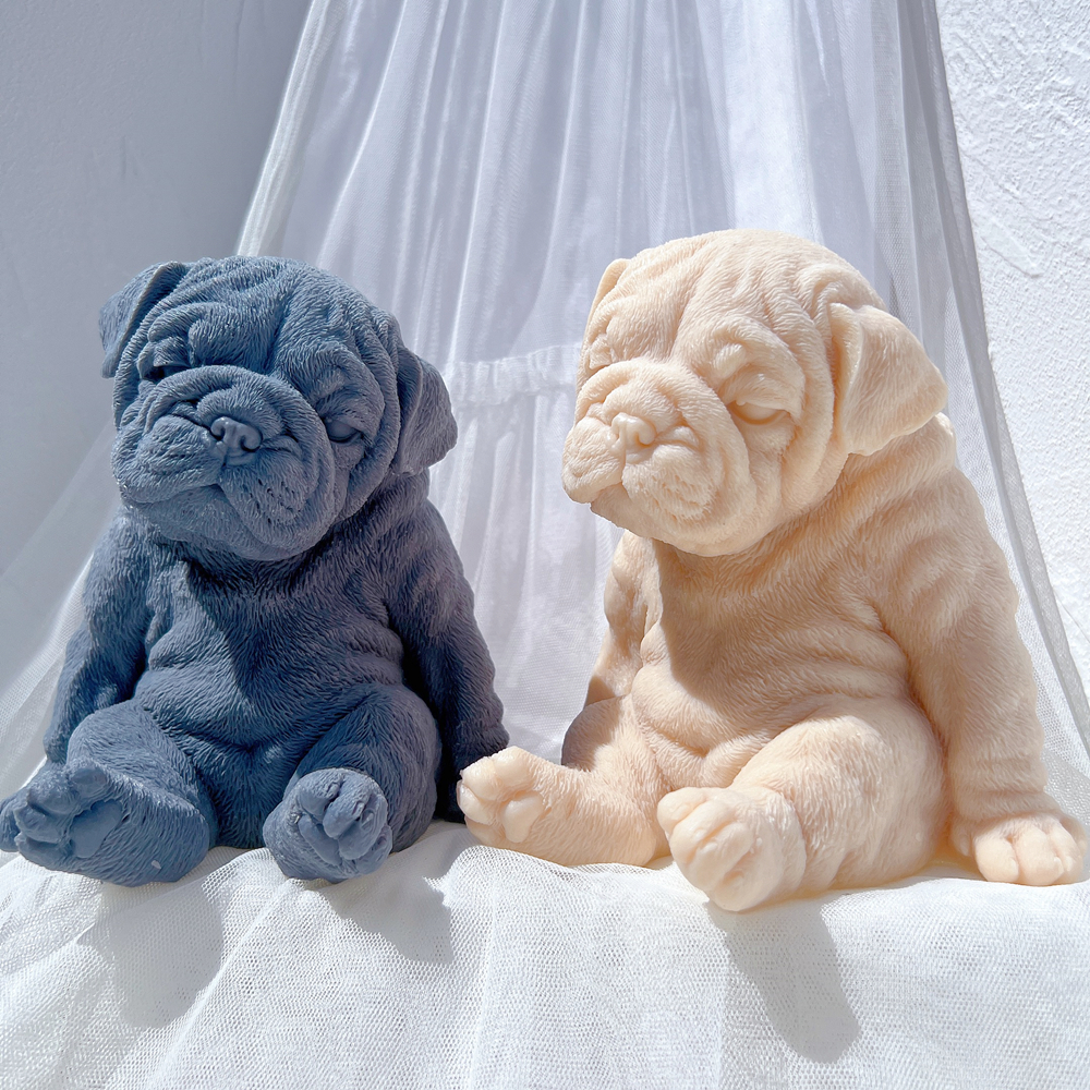 Candle Making Soy Wax - Sitting Sleeping Bulldog Puppy Candle Mold