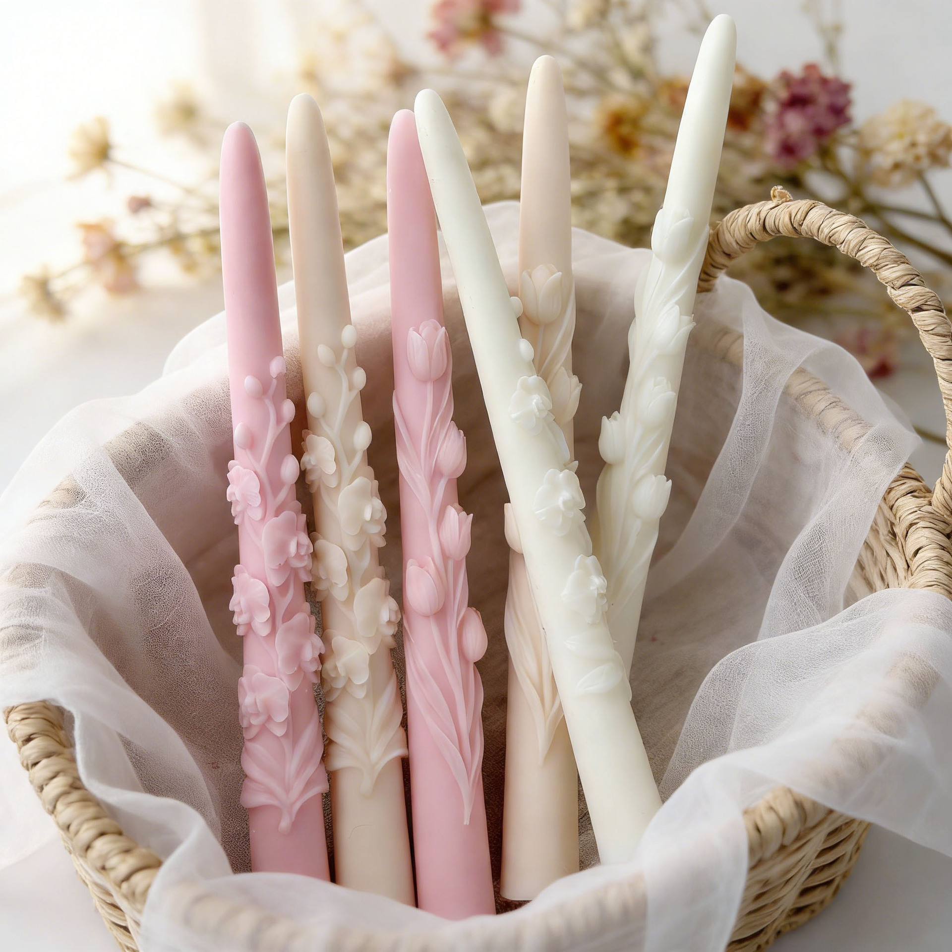Long Pole Flower Taper Candle  - Candle Making Soy Wax のレビューと価格