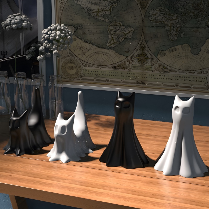 Ghost Cat Halloween Desktop Or - Candle Making Factory のレビューと価格
