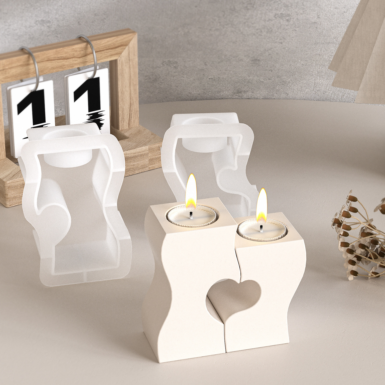 S Heart Candlestick Silicone M - Candle Making Accessories のレビューと価格