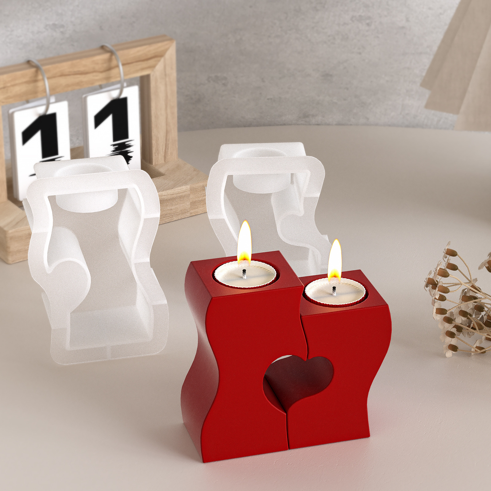 S Heart Candlestick Silicone M - Candle Making Accessories のレビューと価格