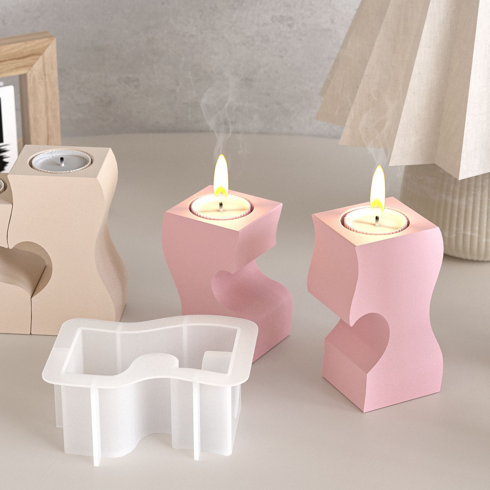 S Heart Candlestick Silicone M - Candle Making Accessories のレビューと価格